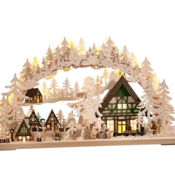 RATAGS Holzdesign Schwibbögen "Fachwerkdorf" 230V Mit Usb A-Anschluss Hot