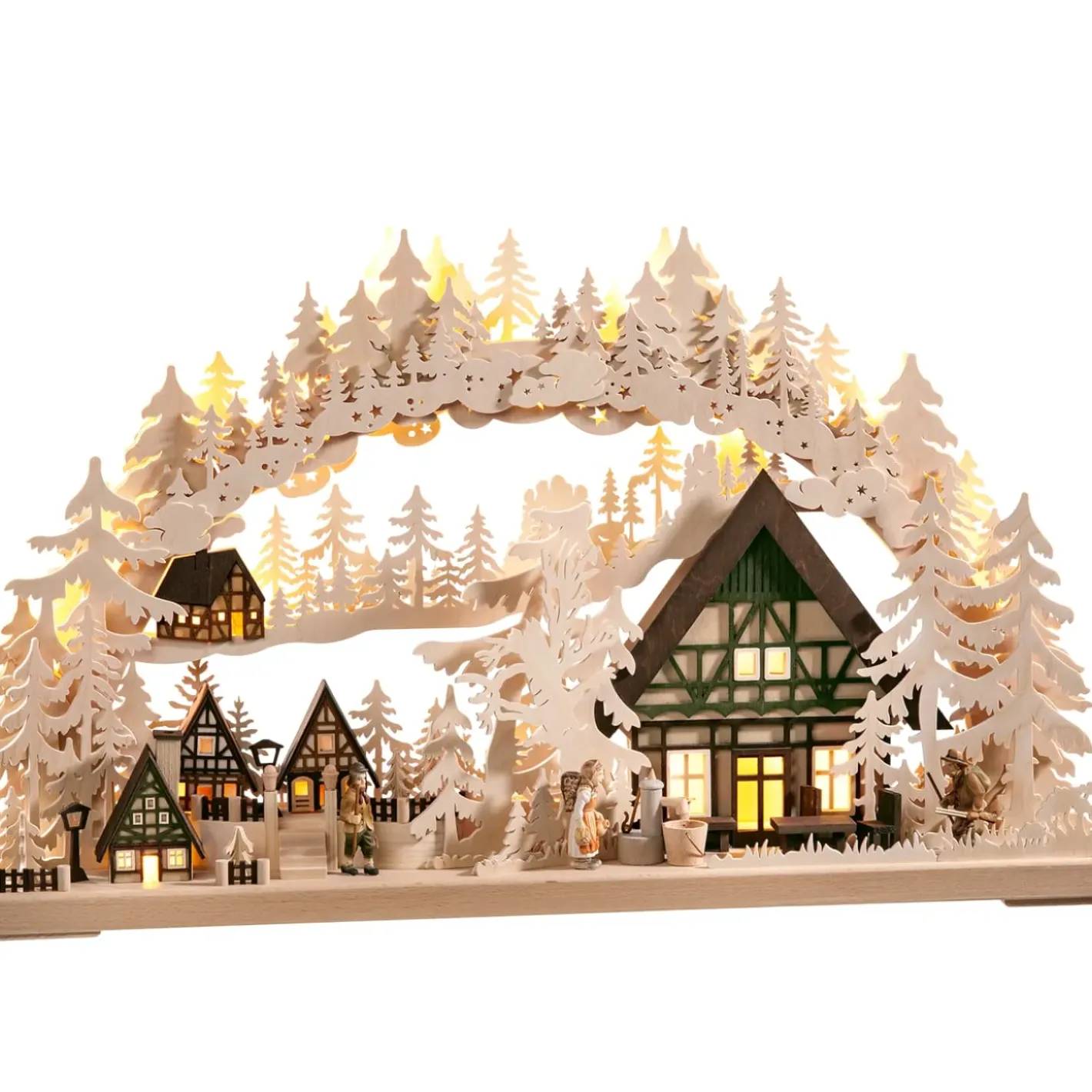 RATAGS Holzdesign Schwibbögen "Fachwerkdorf" 230V Mit Usb A-Anschluss Hot