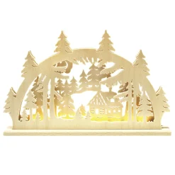 RATAGS Holzdesign Schwibbögen "Kleines Waldhauschen", 230V Mit Usb A-Anschluss Hot