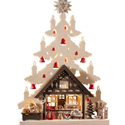 RATAGS Holzdesign Schwibbögen "Tanne Mit Geschenkeladen", 230V Mit Usb A-Anschluss Outlet