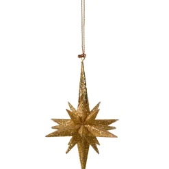 Käthe Wohlfahrt Stern Mit Glimmer, Gold, 10,5Cm New
