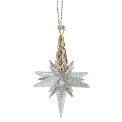 Käthe Wohlfahrt Stern Mit Glimmer, Silber, 6 Cm Sale