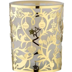 Käthe Wohlfahrt Teelichtglas "Waldweihnacht" Gold New