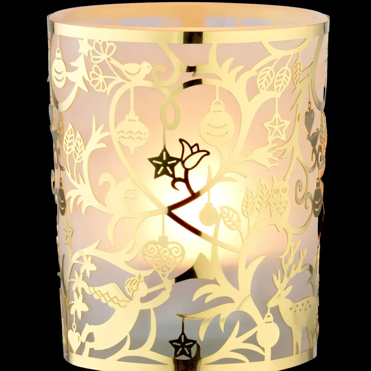 Käthe Wohlfahrt Teelichtglas "Waldweihnacht" Gold New