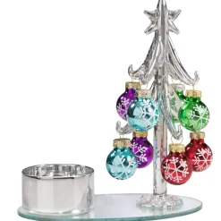 Käthe Wohlfahrt Teelichthalter Glasbaum Und Bunten Kugeln, Silber